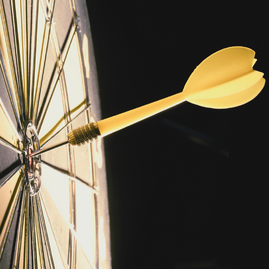 rouse-our-aim Our Aim, image of a dart on the bulls eye on a dart board